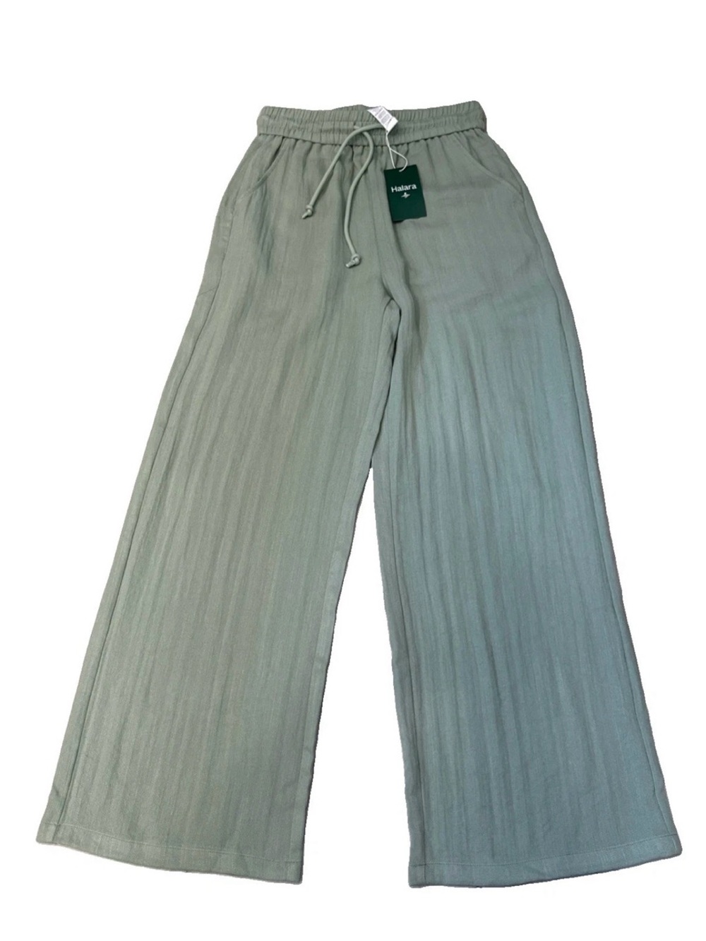 Halara Sage Green Wide-Leg Pants Drawstring Elastic Waist Small NWT